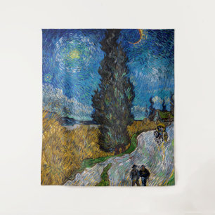 Vincent van Gogh - Straße mit Zypresse und Stern Wandteppich