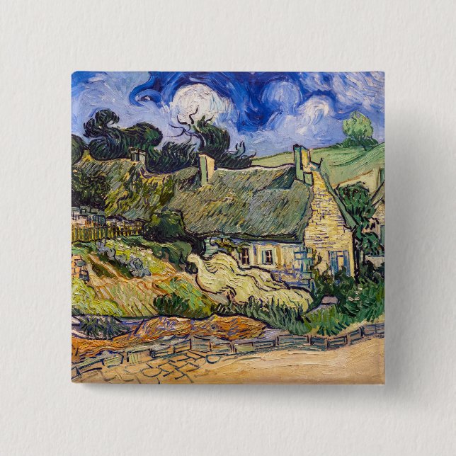 Vincent Van Gogh - Strohdachhäuser in Cordeville Button (Vorderseite)