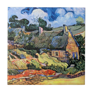 Vincent Van Gogh - Strohdachhäuser in Cordeville Fliese