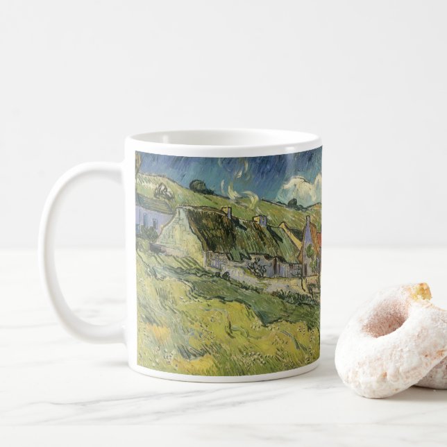 Vincent van Gogh - Strohdachhäuser Kaffeetasse (Mit Donut)