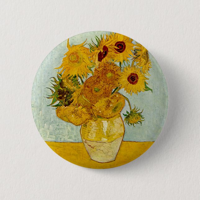 Vincent Van Gogh Sunflowers Button (Vorderseite)