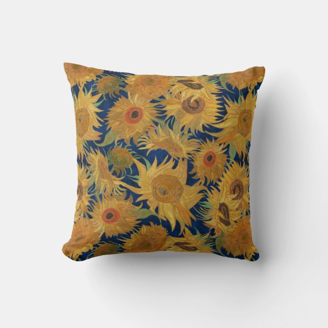 Vincent Van Gogh Sunflowers Navy Blue Yellow Kissen (Vorderseite)