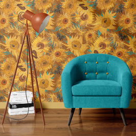 Vincent Van Gogh Sunflowers Rust Brown Yellow Tapete