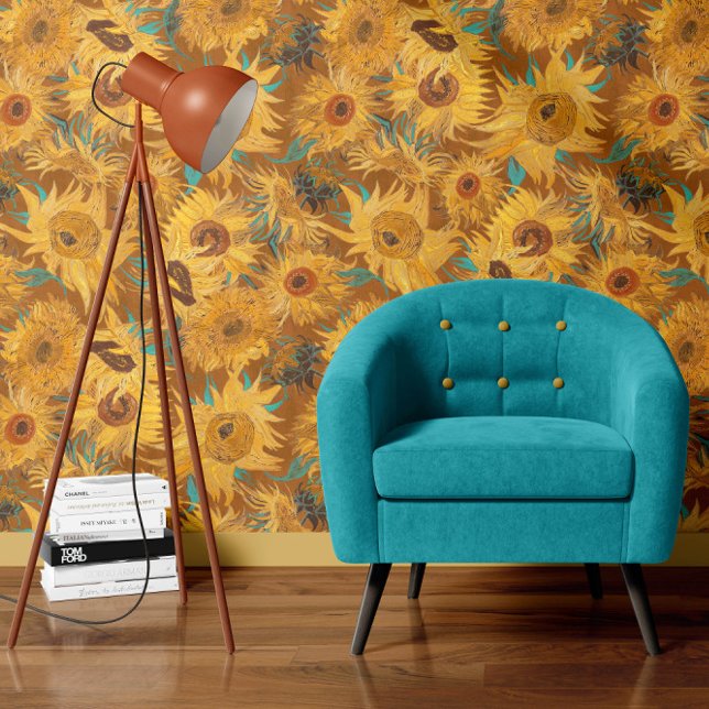 Vincent Van Gogh Sunflowers Rust Brown Yellow Tapete (Von Creator hochgeladen)