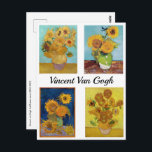 Vincent Van Gogh Sunflowers Serie Postkarte<br><div class="desc">Vase mit zwölf Sonnenblumen,  drei Sonnenblumen,  sechs Sonnenblumen und fünfzehn Sonnenblumen (1888-1889)</div>