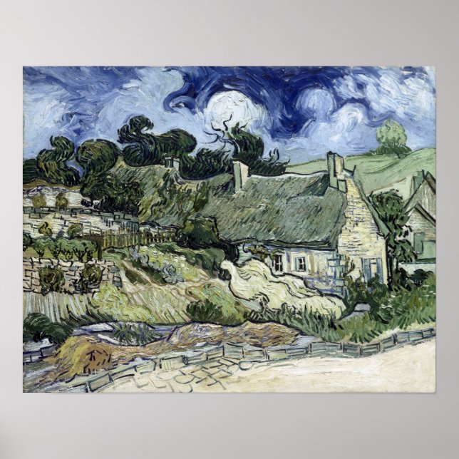 Vincent van Gogh Thatched Hütte in Cordeville Poster (Vorne)
