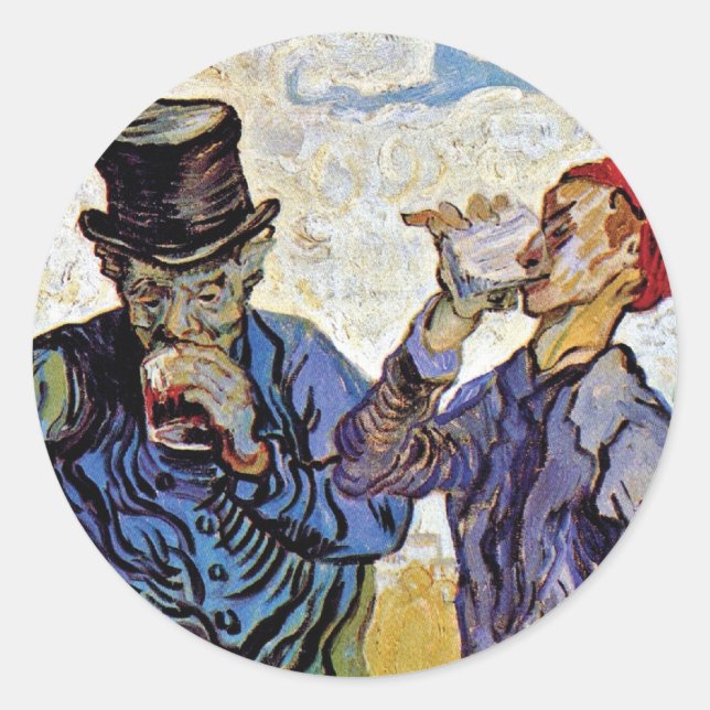 Vincent Van Gogh - The Drinkers - Fine Art Runder Aufkleber (Vorderseite)