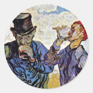 Vincent Van Gogh - The Drinkers - Fine Art Runder Aufkleber