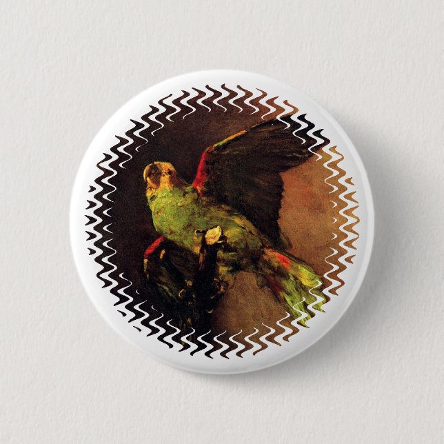 Vincent Van Gogh - The Green Parrot Bird Lover Art Button (Vorderseite)