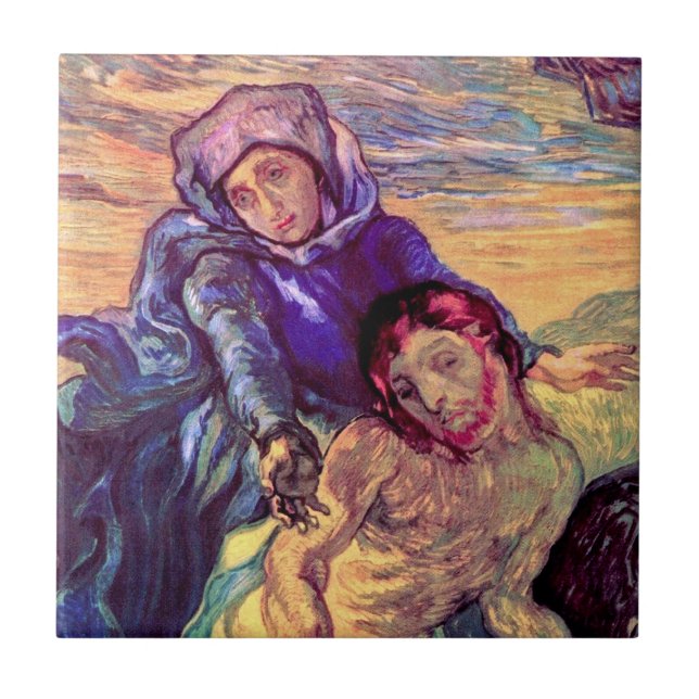 Vincent Van Gogh - The Pieta - Jesus & Jungfrau Ma Fliese (Vorderseite)