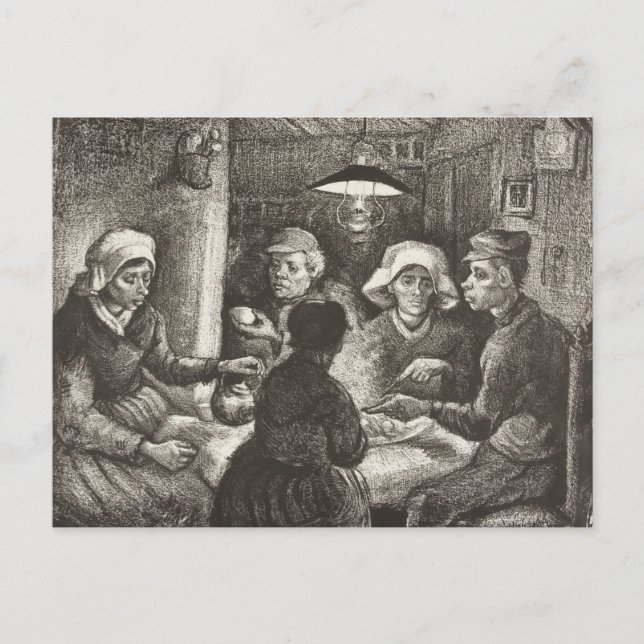 Vincent Van Gogh The Potato Eaters Lithograph Postkarte (Vorderseite)