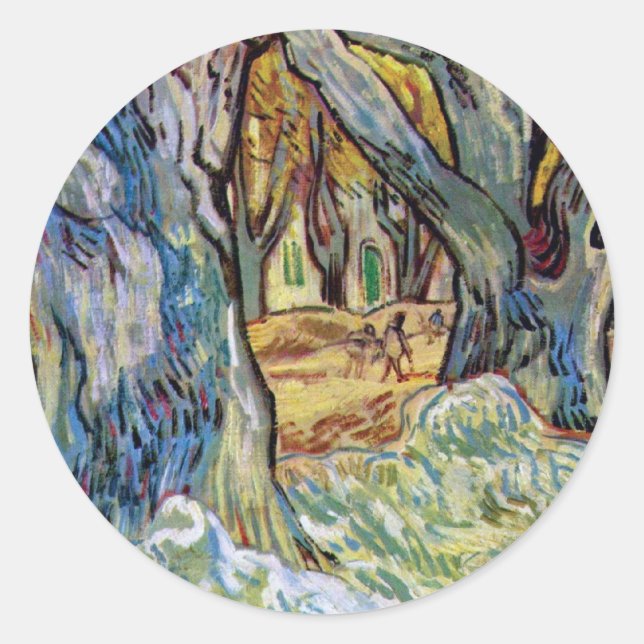 Vincent Van Gogh - The Road Menders - Fine Art Runder Aufkleber (Vorderseite)
