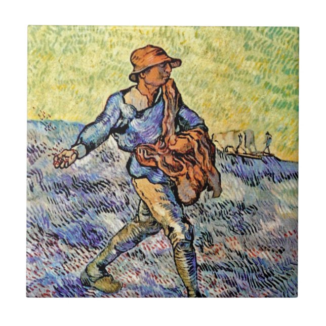 Vincent Van Gogh - The Sower - Fine Art Malerei Fliese (Vorderseite)
