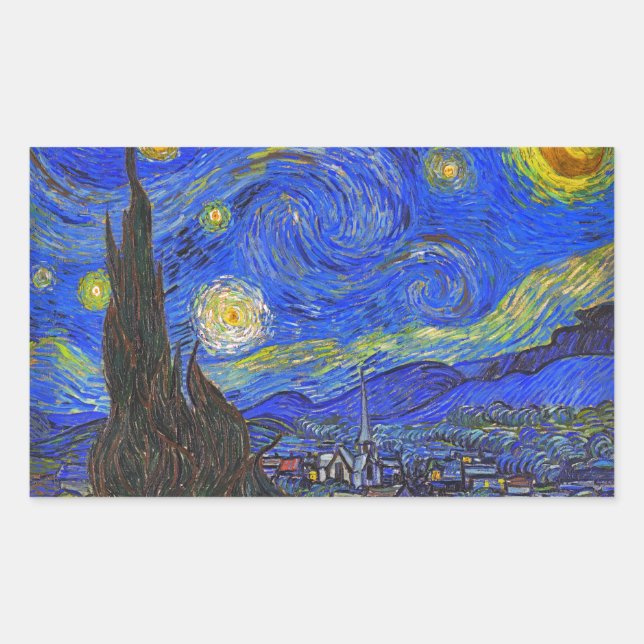Vincent van Gogh - The Starry Night (1889) Rechteckiger Aufkleber (Vorderseite)