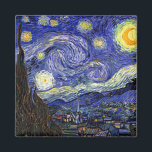 Vincent Van Gogh - The Starry Night Fine Art Magnet<br><div class="desc">Vincent Van Gogh's The Starry Night. Das Öl auf Leinwand aus dem Jahr 1889, die Starry Night wurde gemalt, während Van Gogh im Asyl in Saint-Remy, Frankreich, und gilt als eines seiner besten Meisterwerke. Obwohl es sich um eine Nachtszene handelt, wurde es tagsüber bemalt und repräsentiert den Ausblick aus dem...</div>
