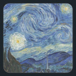 Vincent van Gogh | The Starry Night, Juni 1889 Quadratischer Aufkleber<br><div class="desc">VAN GOGH->Post-Impressionist, stars, star, nocturne, landschaft, kirchlicher spire, mond, mondlicht, sky, kosmisch, St, Remy, Provence, französisch, Saint-Remy, Post-Impressionismus, iconic\\The Starry Night,  Juni 1889 (Öl auf Leinwand),  Gogh,  Vincent van 1853-90) / Museum of Modern Art,  New York,  USA / The Bridgeman Art Library | Image Collection number: XOS702746</div>