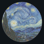 Vincent van Gogh | The Starry Night, Juni 1889 Runder Aufkleber<br><div class="desc">VAN GOGH->Post-Impressionist, stars, star, nocturne, landschaft, kirchlicher spire, mond, mondlicht, sky, kosmisch, St, Remy, Provence, französisch, Saint-Remy, Post-Impressionismus, iconic\\The Starry Night,  Juni 1889 (Öl auf Leinwand),  Gogh,  Vincent van 1853-90) / Museum of Modern Art,  New York,  USA / The Bridgeman Art Library | Image Collection number: XOS702746</div>