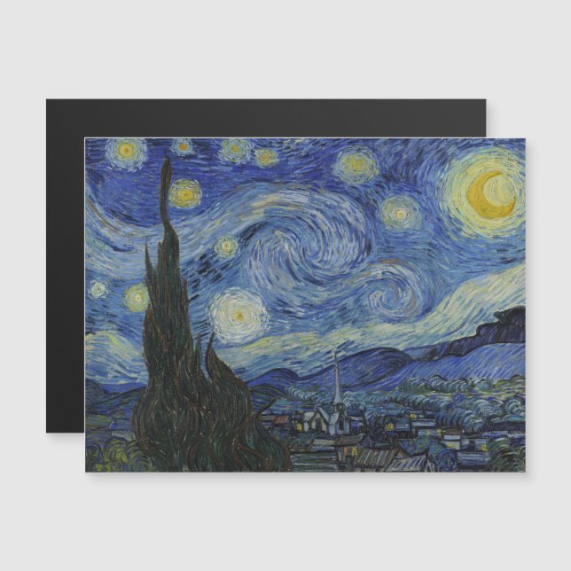 Vincent Van Gogh, The Starry Night Magneteinladung (Vorne/Hinten)