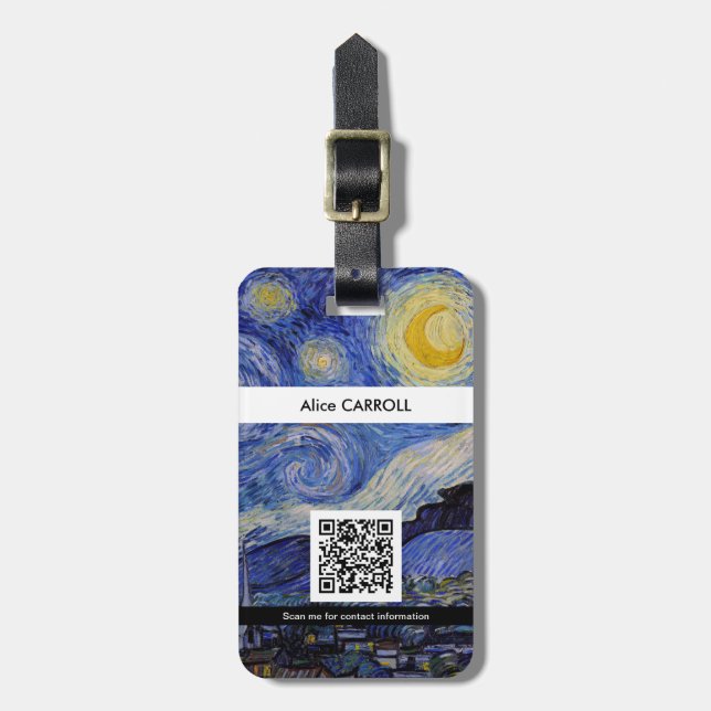 Vincent Van Gogh - The Starry Night mit QR Code Gepäckanhänger (Vorderseite vertikal)