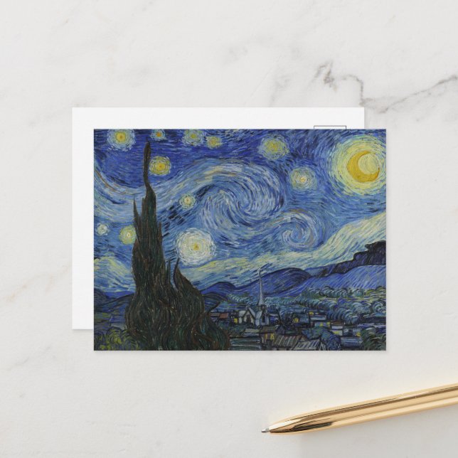Vincent Van Gogh, The Starry Night Postkarte (Vorderseite/Rückseite Beispiel)