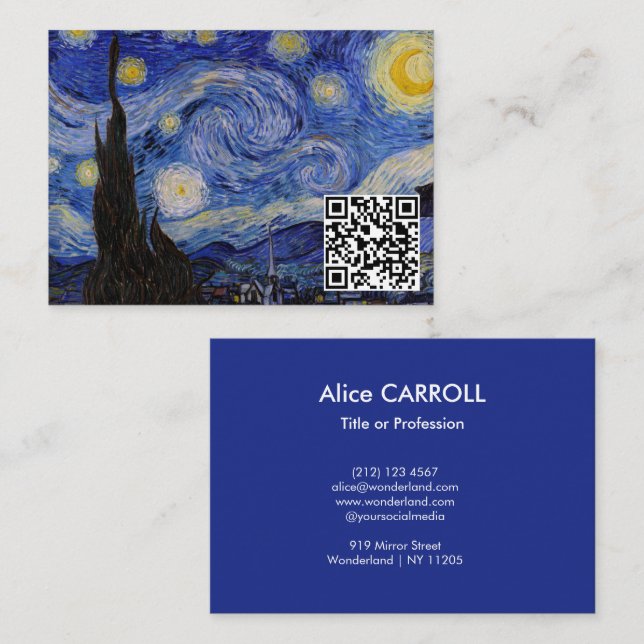 Vincent Van Gogh - The Starry Night - QR-Code Visitenkarte (Vorne/Hinten)