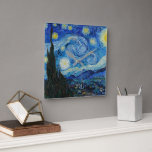 Vincent Van Gogh The Starry Night Quadratische Wanduhr<br><div class="desc">Vincent Van Gogh's The Starry Night Detail</div>