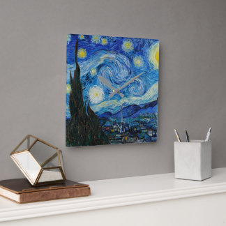 Vincent Van Gogh The Starry Night Quadratische Wanduhr
