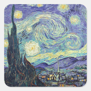 Vincent Van Gogh The Starry Night Quadratischer Aufkleber