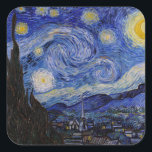 Vincent Van Gogh - The Starry night Quadratischer Aufkleber<br><div class="desc">The Starry Night / La nuit etoilee - Vincent Van Gogh im Jahr 1889</div>