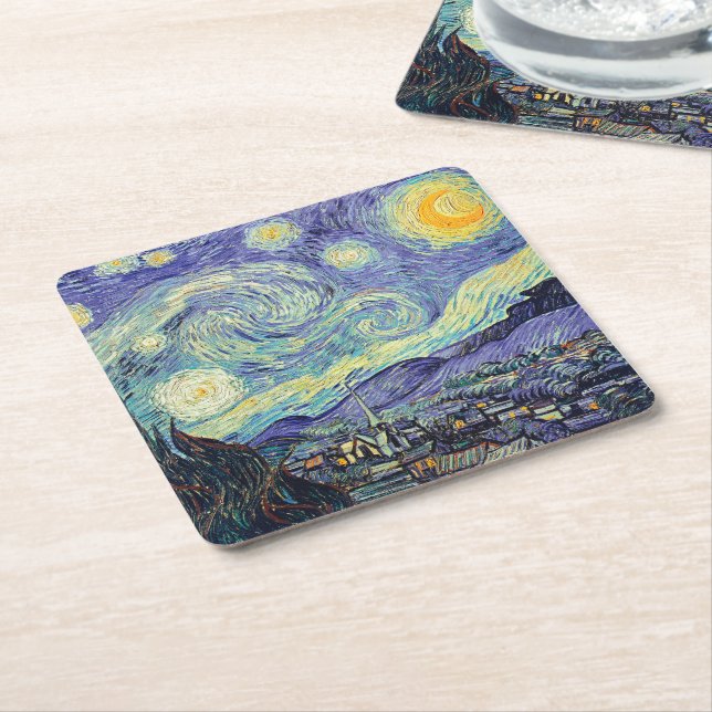 Vincent Van Gogh / The Starry Night Rechteckiger Pappuntersetzer (angewinkelt)
