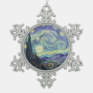 Vincent Van Gogh The Starry Night Schneeflocken Zinn-Ornament