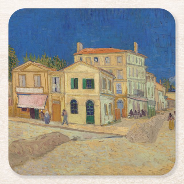 Vincent van Gogh - The Yellow House / The Street Rechteckiger Pappuntersetzer (Vorderseite)
