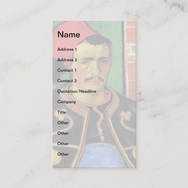 Vincent Van Gogh - The Zouave - Soldier Portrait Visitenkarte (Vorderseite)