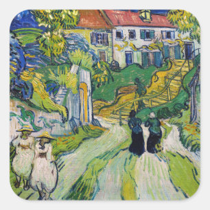 Vincent van Gogh - Treppe bei Auvers Quadratischer Aufkleber
