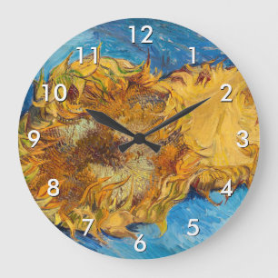Vincent van Gogh - Two Cut Sunflowers Große Wanduhr