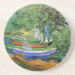 Vincent van Gogh - Ufer der Oise bei Auvers Sandstein Untersetzer