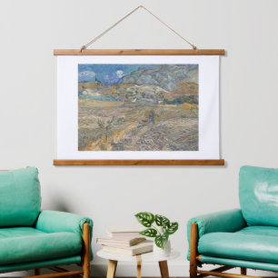 Vincent Van Gogh, umzäuntes Feld mit Bauern Wandteppich Mit Holzrahmen