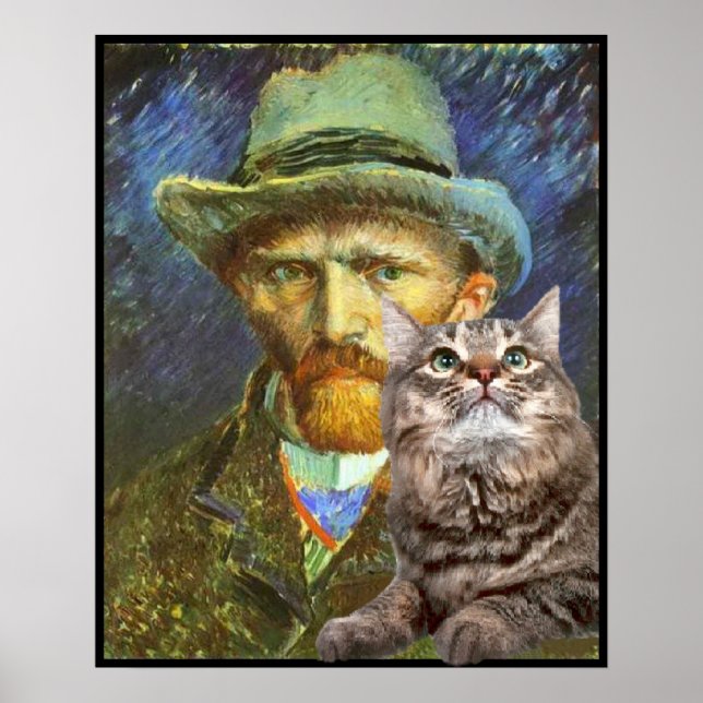 Vincent van Gogh und seine Katze Poster (Vorne)