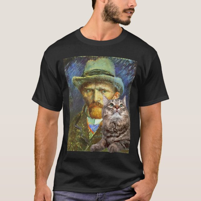 Vincent van Gogh und seine Katze T-Shirt (Vorderseite)