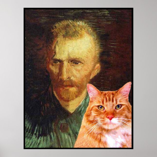 Vincent van Gogh und seine rote Tabbykatze Poster (Vorne)