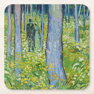 Vincent van Gogh - Unterholz mit zwei Figuren Rechteckiger Pappuntersetzer