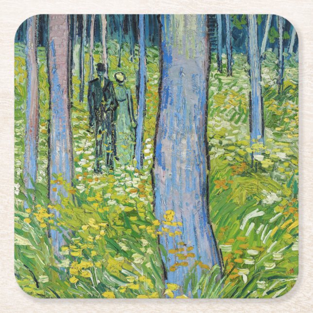 Vincent van Gogh - Unterwuchs mit zwei Zahlen Rechteckiger Pappuntersetzer (Vorderseite)