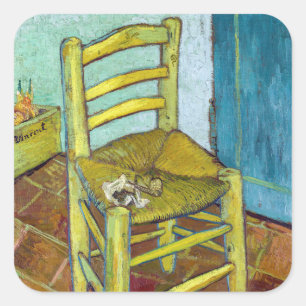 Vincent van Gogh - Van Goghs Stuhl Quadratischer Aufkleber