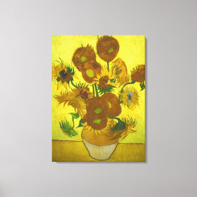 Vincent van Gogh - Vase 12 Sonnenblumen Leinwanddruck (Vorderseite)