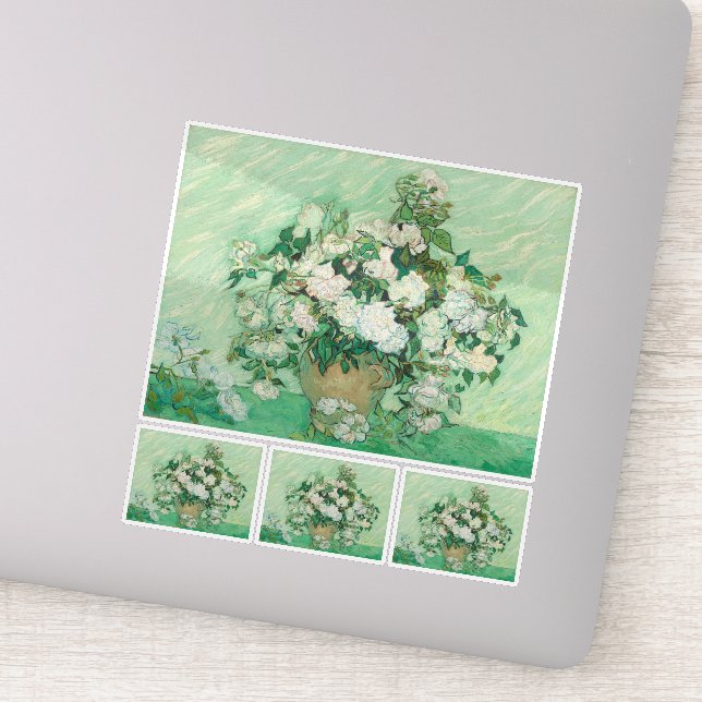 Vincent Van Gogh, Vase der Rose, Rose in der Vase Aufkleber (Detail)