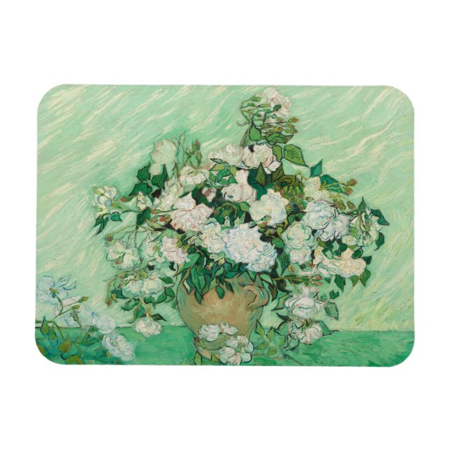 Vincent Van Gogh, Vase der Rose, Rose in der Vase Magnet (Horizontal)
