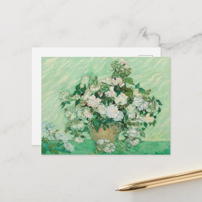 Vincent Van Gogh, Vase der Rose, Rose in der Vase Postkarte (Vorderseite/Rückseite Beispiel)