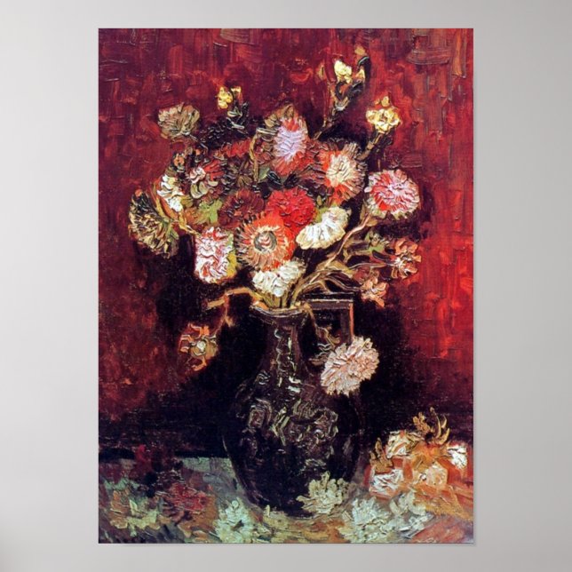Vincent Van Gogh - Vase mit Astern und Phlox Poster (Vorne)