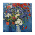 Vincent van Gogh - Vase mit Cornblumen & Poppies Fliese<br><div class="desc">Vase mit Cornblumen und Poppies - Vincent van Gogh,  Oil on Leinwand,  1887,  Paris</div>