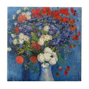 Vincent van Gogh - Vase mit Cornblumen & Poppies Fliese